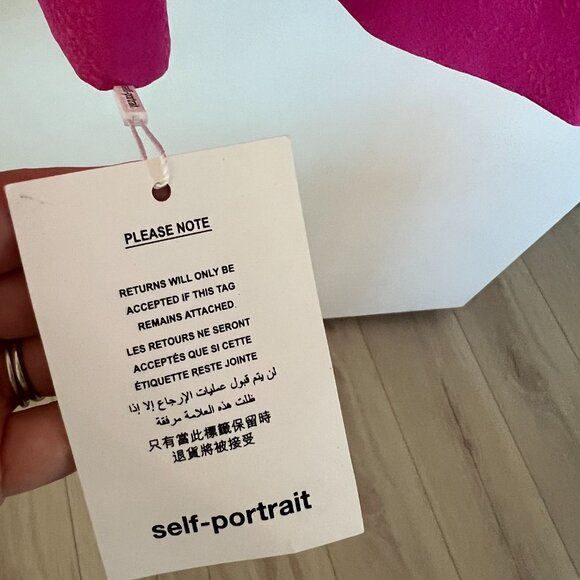 [New With Tags] SELF-PORTRAIT Off-Shoulder Flared Midi Dress With Crystal Detail - Picture 4 of 6